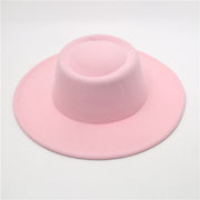 Retro Fedora 8cm Wide Brim Solid Color Concave-convex Dome Woolen Hat