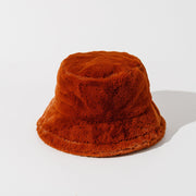 Children Solid Color Plush Bucket Hat