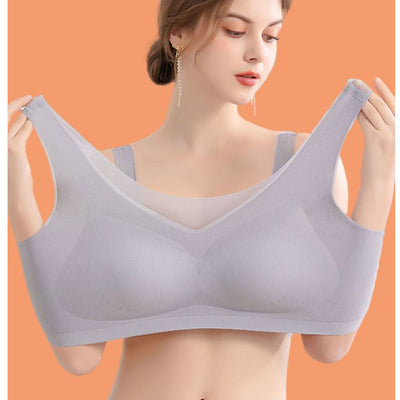 Summer Ultra-thin Ice Silk Seamless Porosity Underwear Women's Big Chest Small No Underwire Anti-sag Large Size Beauty Wear A Bra