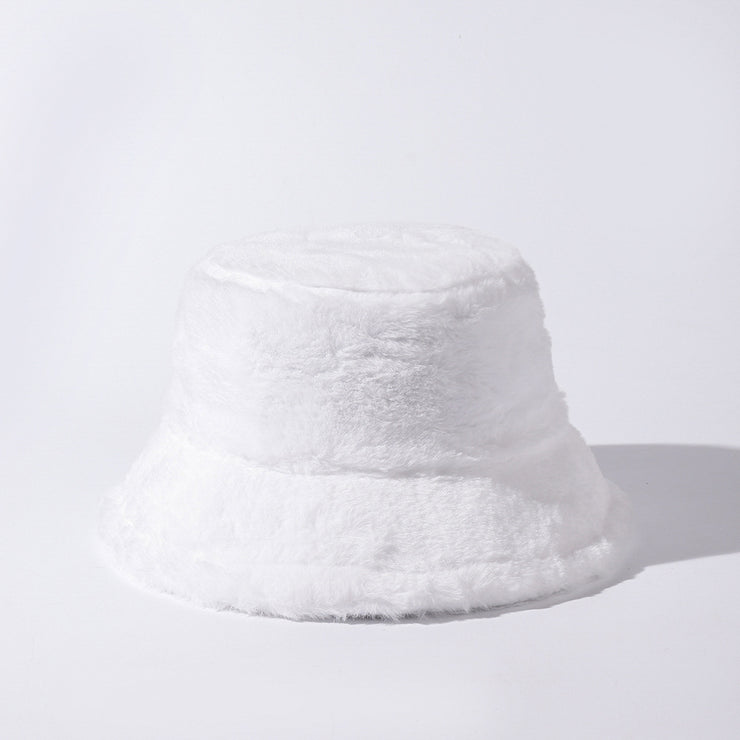 Children Solid Color Plush Bucket Hat