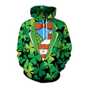 St. Patrick's Festive Street Parade Animal Print Green Hat Children's Day Hoodie Couple Hoodie