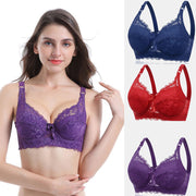 3PS Plus Size Ultra Thin Cotton Cup Adjustable Lace Sexy Bra