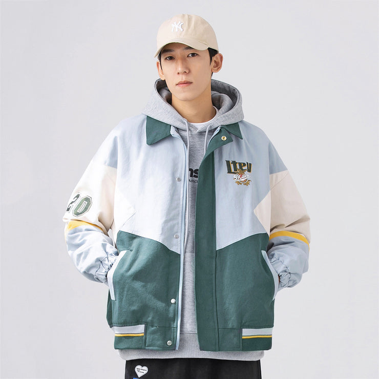 Men's Spring And Autumn Couple Street Baseball Uniform Lapel Workwear Casual Jacket