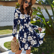 V-neck tie print dress