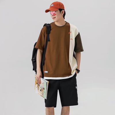 Men's Japanese Style Loose And Versatile Short Sleeves