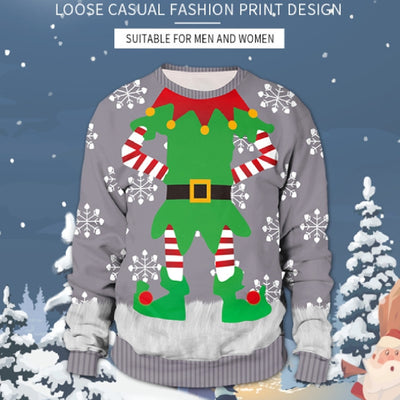 Christmas Digital Printing Round-neck Pullover