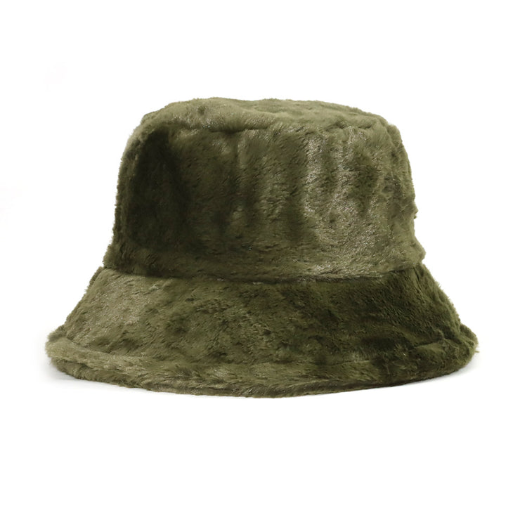 Children Solid Color Plush Bucket Hat