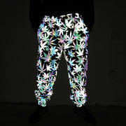 Colored Maple Leaf Reflective Pants Men's Loose Tappered Sweatpants