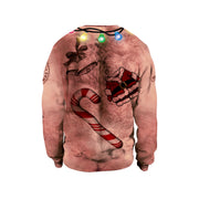 Men's Christmas Sexy Navel Hair Digital Printing Round-neck Pullover