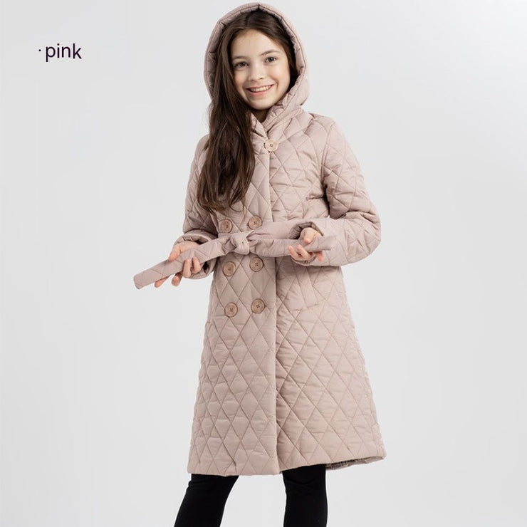 Long Coat Stand-up Collar Cotton-padded Clothes Warm And Windproof Children