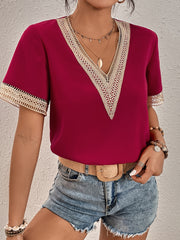 V-neck Lace Loose Top Temperament