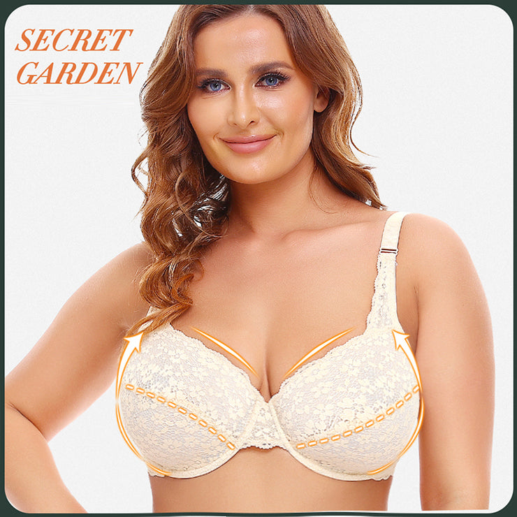 Women's Underwired Lace Jacquard Ultrabook Underwear Plus Size Bra