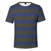 Striped 3D Digital Printing Casual Loose Round Neck T-shirt