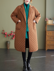 Solid Color Mid-length Long-sleeved Concealed Button Loose Cotton Coat Jacket Women