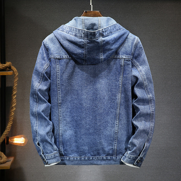 Hooded Denim Jacket Men's Spring