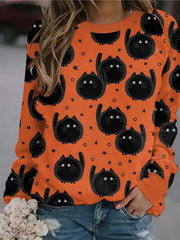 Women's Halloween Pumpkin Print Long-sleeved Sweater