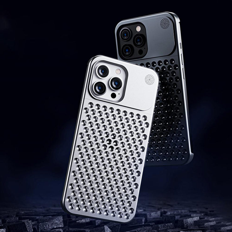 Aluminum Alloy Phone Case For 14 13 Pro Max Plus Hollow Heat Dissipation Anti-fall Full Body Shockproof Phone Cove