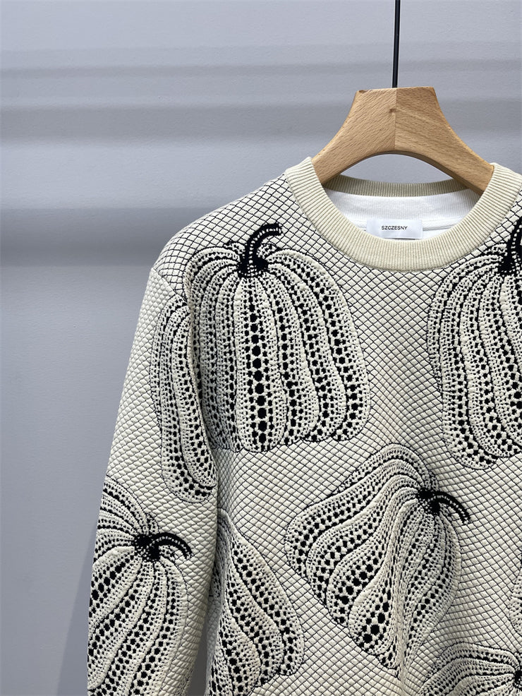 Color Matching Jacquard Crew-neck Sweater Man