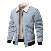 Men's Plush Denim Jacket In European Size