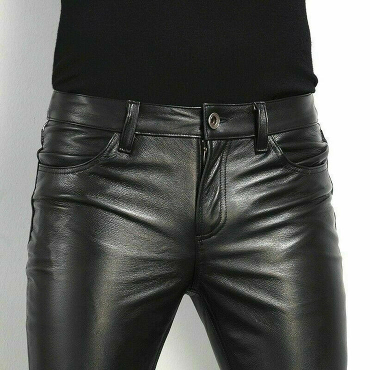 New Spring And Autumn Tight Men's Leather Pants