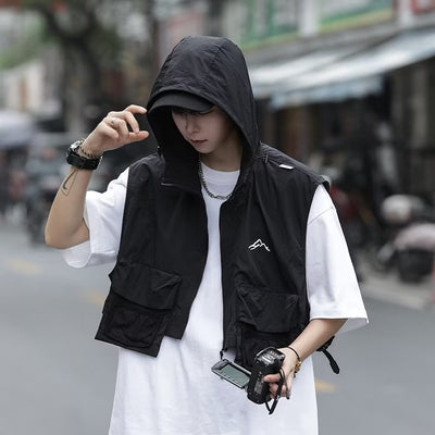 Men's And Women's Outdoor Functional Short Hooded Vest