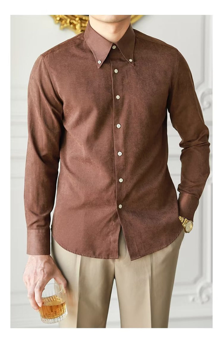 Pure Color Artistic Lazy Trendy Shirt Men