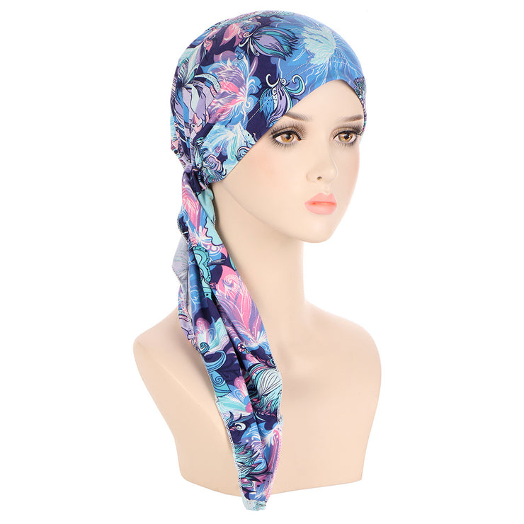 European And American Printed Curved Flower Cloth Cap