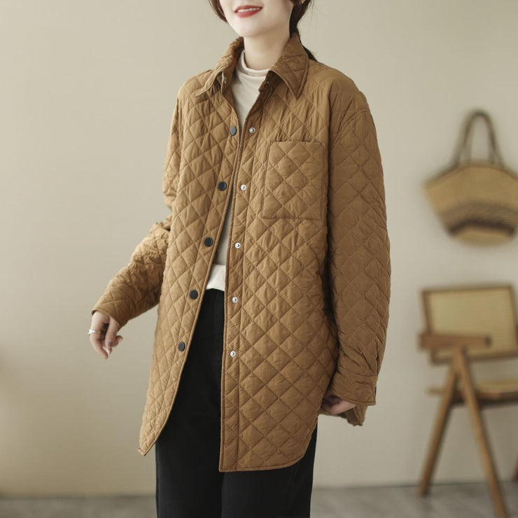 Mid-length Lightweight Down Coater Thickened Warm Vintage Rhombus Jacket