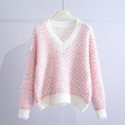 Women's Fashion Loose Plaid Knit Sweater