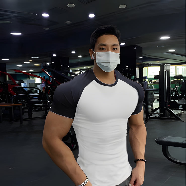 Fitness Tights Men's Quick-drying Exercise Short Sleeves T-shirt