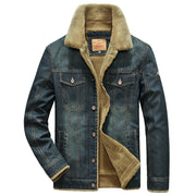 Fleece denim multi-pocket jacket