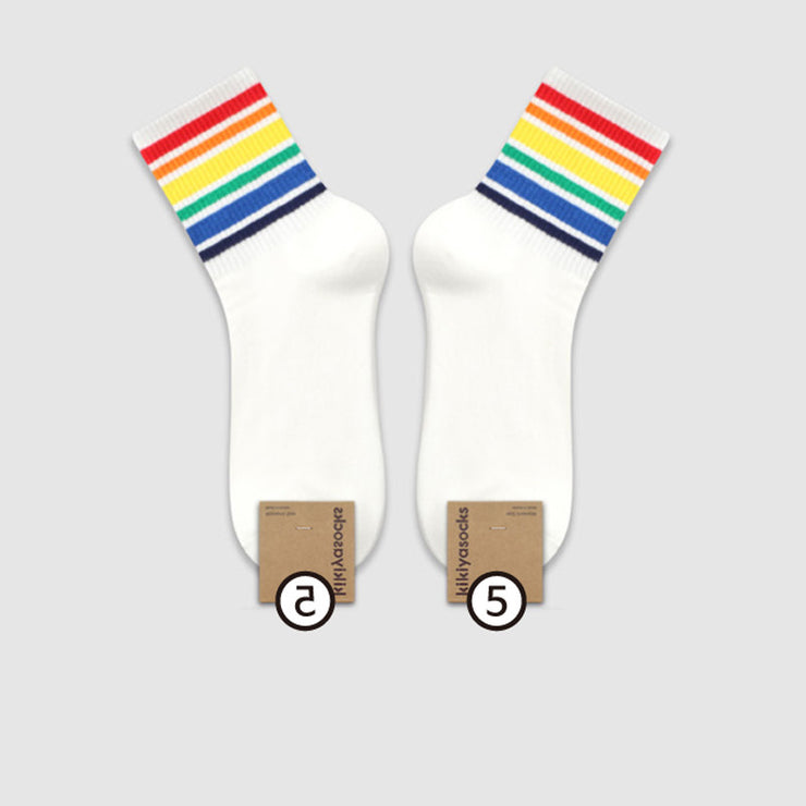 Simple College Style Striped Cotton Socks