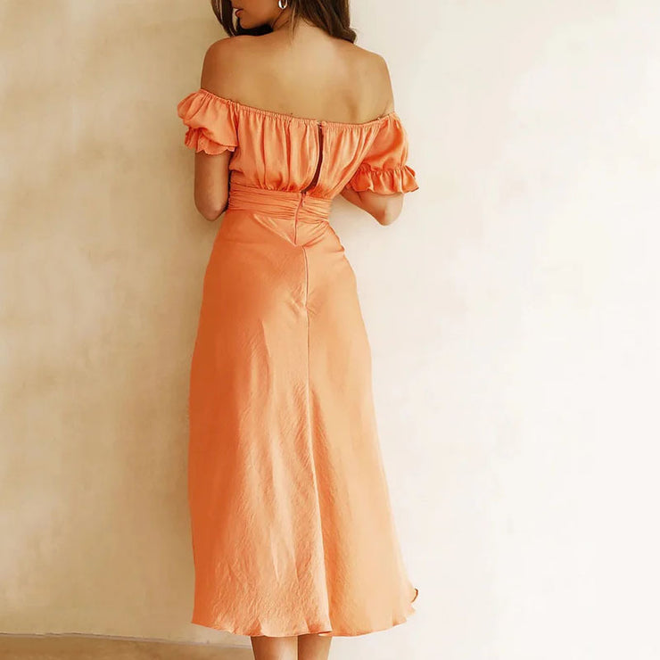 Fashion Tube Top Pure Color Split Dress