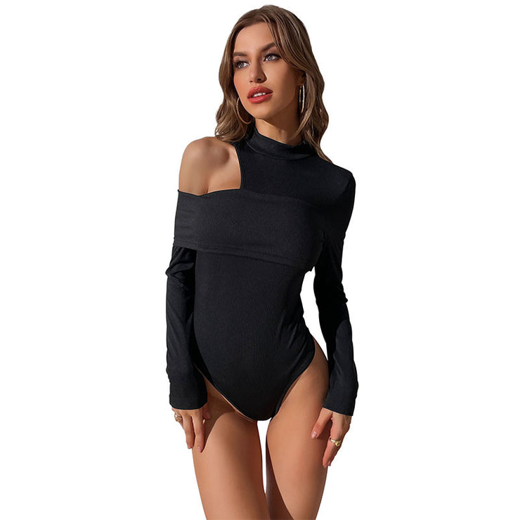 Long-sleeved One-shoulder Onesie