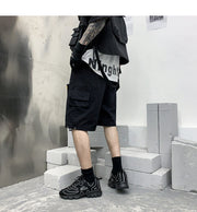 Men Fashion Brands Fried Street Embroidery Fifth Pants Drawstring Multi-bag Loose Casual Shorts