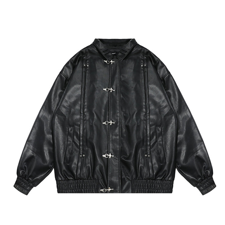 Loose Motorcycle Leather Wind Coat