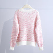 Women's Fashion Loose Plaid Knit Sweater