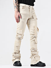 Multi Bag Deconstructed Washed Old Youth Flare Jeans