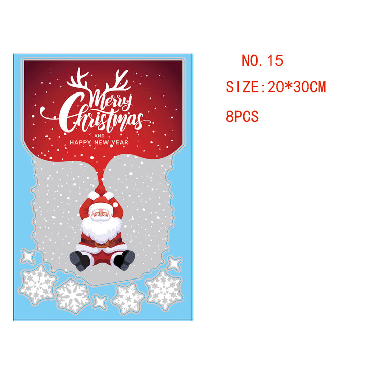 Glass Stickers Old People Scene Layout Christmas Decoration