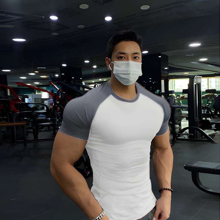 Fitness Tights Men's Quick-drying Exercise Short Sleeves T-shirt