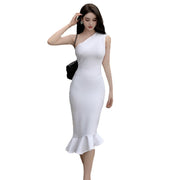 Young Elegant Graceful One-shoulder Dress