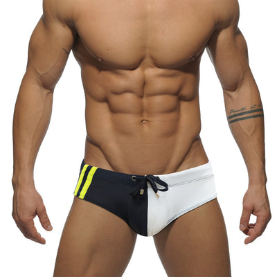 Men's Simplicity Color Matching Sports Style Sexy Swim Briefs Contrast Color Fashion Close-fitting Swimming Shorts