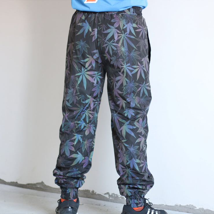 Colored Maple Leaf Reflective Pants Men's Loose Tappered Sweatpants