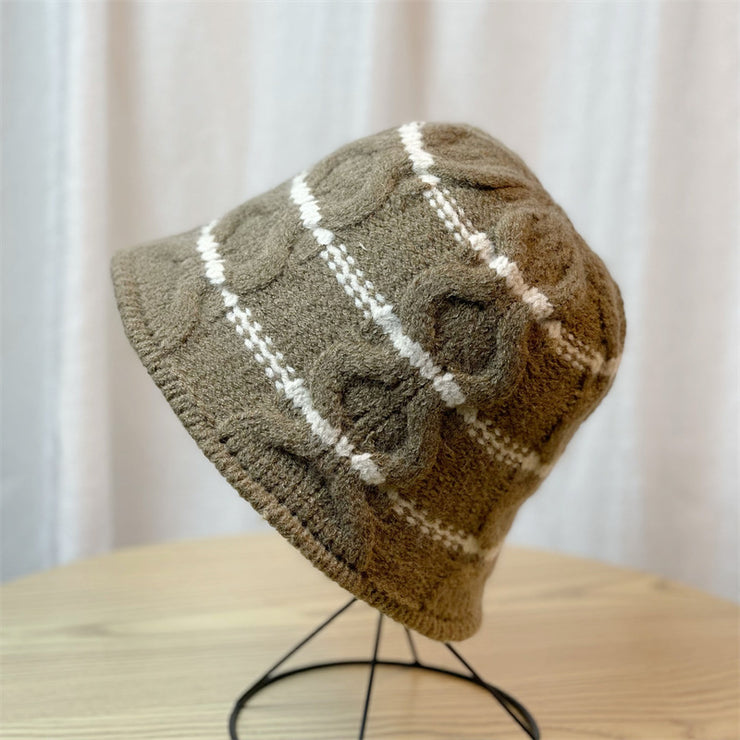 Wool Knitted Bucket Hat For Women Autumn And Winter