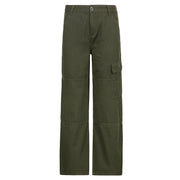 Casual Straight Solid Color Pocket Panel Cargo Trousers