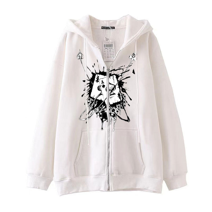 Dark Style Hip Hop Gothic Skull Zipper Hooded Sweatshirt