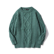 Japanese-style Retro Rhombus Twist Round Neck Sweater Loose And Idle All-matching Sweater