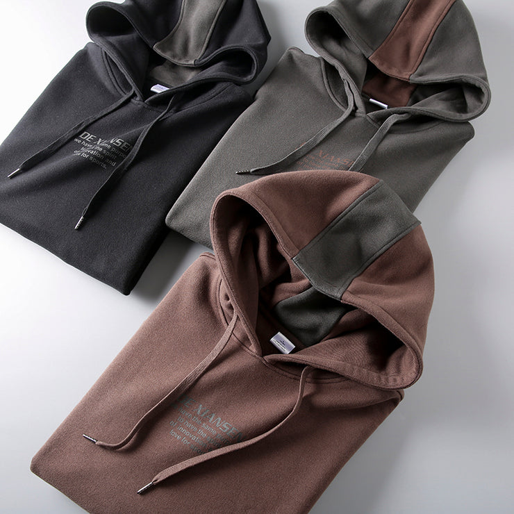 Men's Loose Casual Fleece Brushed Hooded Long Sleeve Sweatshirt