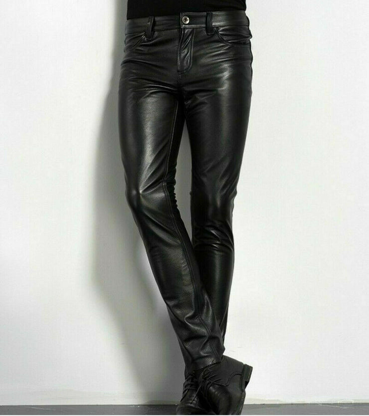 New Spring And Autumn Tight Men's Leather Pants