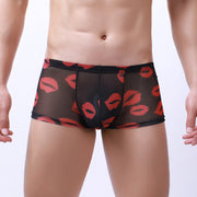 Men's New Mesh Lip Boxers Translucent Thin Quick-drying Low Waist Youth Briefs